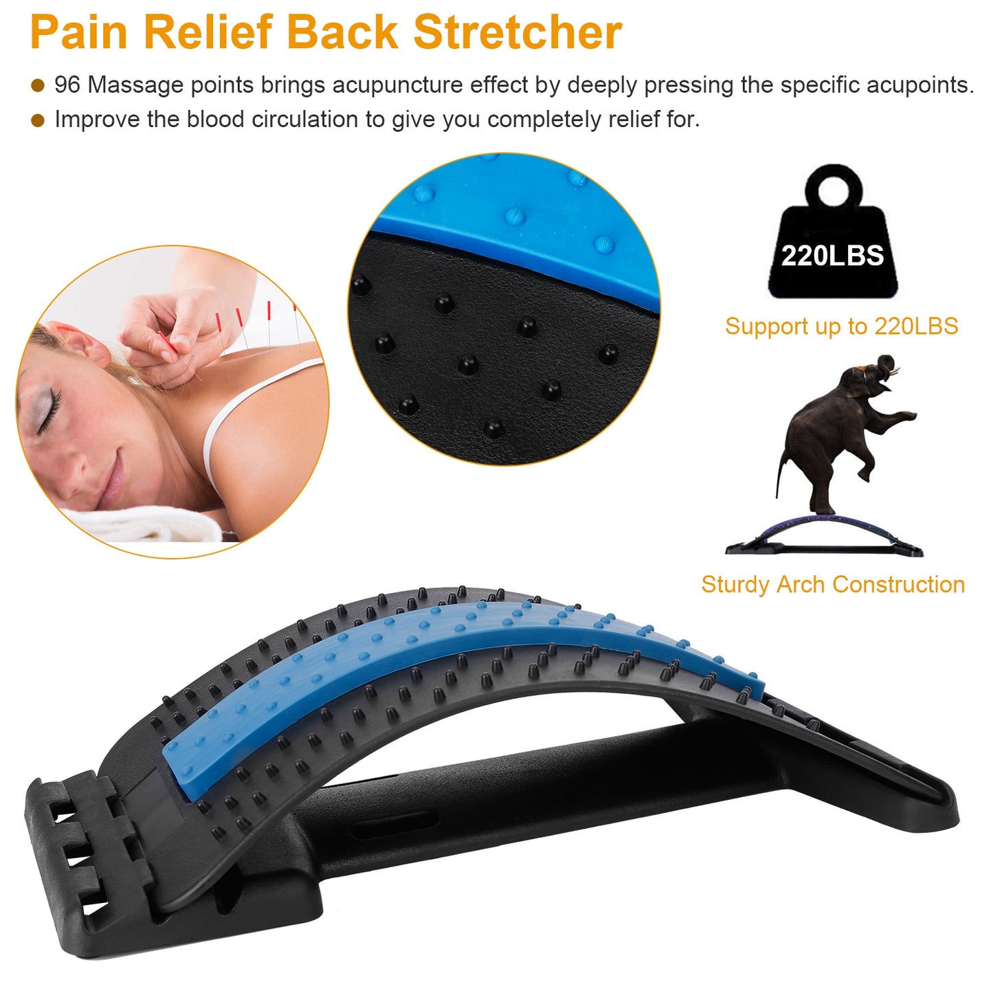 Adjustable Lumbar Back Stretcher — 3-Level