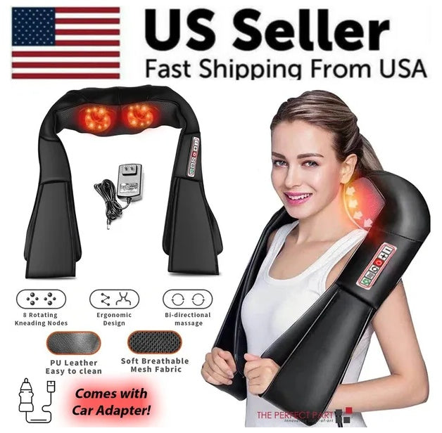 Shiatsu Neck & Back Massager — 8 Rollers